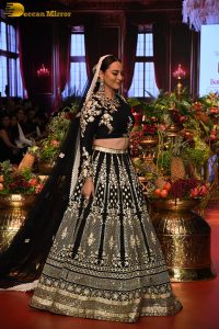 actress Sonakshi Sinha ramp walk in a black lehenga choli dress