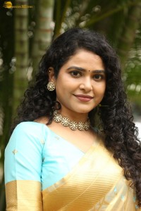 actress Sonakshi Verma in a gold color saree