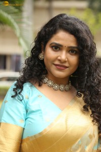 actress Sonakshi Verma in a gold color saree