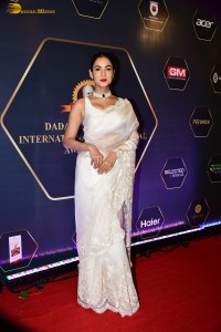 actress Sonal Chauhan dazzles in a white saree at an awards function