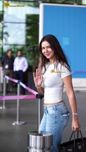 bollywood actress sonam bajwa sexy in white top and denim jeans