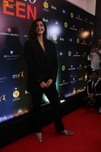 actress sonam kapoor stylish looks and cleavage show at a function