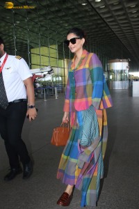 actress Sonam Kapoor wears a colorful dress traveling from mumbai airport
