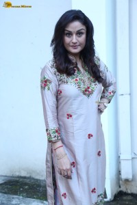 actress sonia agarwal photoshoot in a silver grey salwar dress