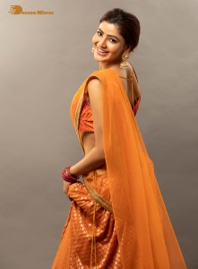 actress soniya bansal cute photoshoot in a orange saree