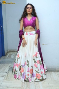actress sony charishta in a pink top and white lehenga photoshoot