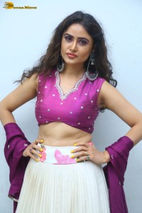 actress sony charishta in a pink top and white lehenga photoshoot