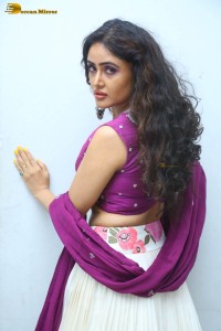 actress sony charishta in a pink top and white lehenga photoshoot