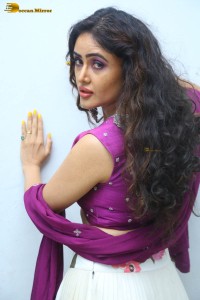 actress sony charishta in a pink top and white lehenga photoshoot