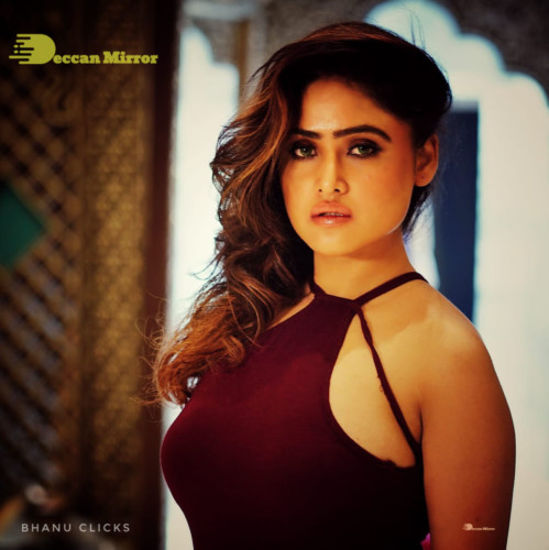 Sony Charishta photshoot in a red dress