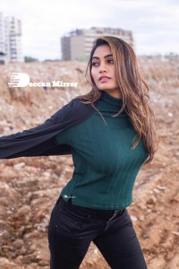 Actress Spandana Palli Photoshoot in Green Top and Black Jeans