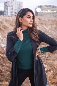 Actress Spandana Palli Photoshoot in Green Top and Black Jeans