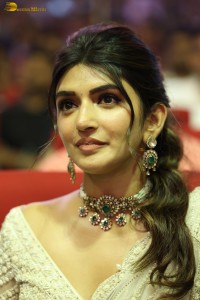 Indian actress Sreeleela beautiful in a white dress attending a movie function