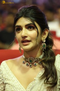 Indian actress Sreeleela beautiful in a white dress attending a movie function