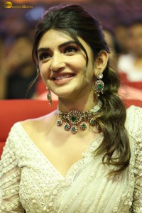 Indian actress Sreeleela beautiful in a white dress attending a movie function