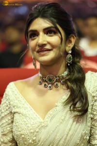 Indian actress Sreeleela beautiful in a white dress attending a movie function