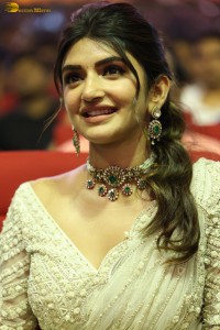 Indian actress Sreeleela beautiful in a white dress attending a movie function