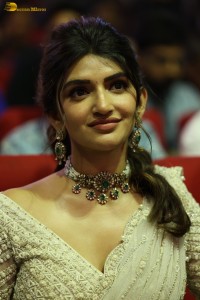 Indian actress Sreeleela beautiful in a white dress attending a movie function