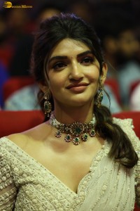 Indian actress Sreeleela beautiful in a white dress attending a movie function