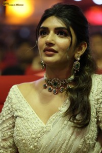 Indian actress Sreeleela beautiful in a white dress attending a movie function