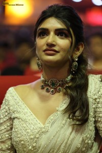 Indian actress Sreeleela beautiful in a white dress attending a movie function