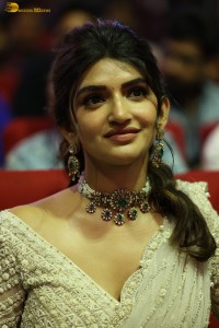 Indian actress Sreeleela beautiful in a white dress attending a movie function