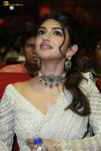 Indian actress Sreeleela beautiful in a white dress attending a movie function