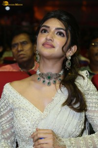 Indian actress Sreeleela beautiful in a white dress attending a movie function