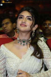 Indian actress Sreeleela beautiful in a white dress attending a movie function