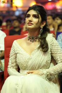 Indian actress Sreeleela beautiful in a white dress attending a movie function