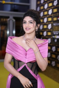 actress sreeleela in a black and pink dress at a awards function