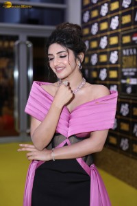 actress sreeleela in a black and pink dress at a awards function