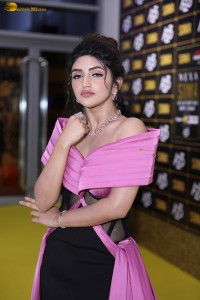 actress sreeleela in a black and pink dress at a awards function