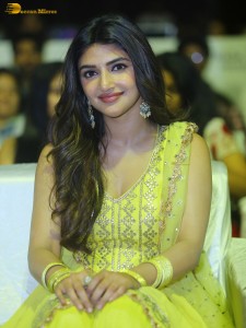 actress sreeleela very cute in a light green salwar dress