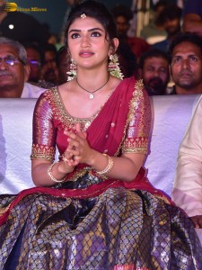 actress Sreeleela lovely looks in a red half saree