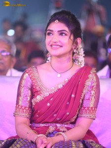 actress Sreeleela lovely looks in a red half saree