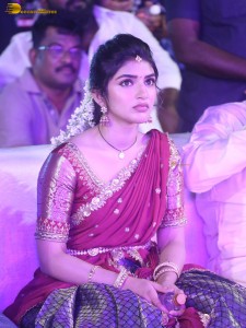 actress Sreeleela lovely looks in a red half saree