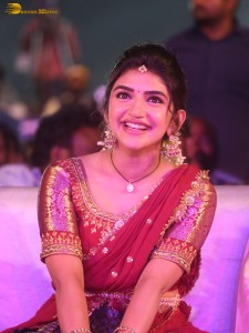 actress Sreeleela lovely looks in a red half saree