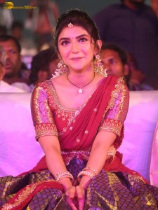 actress Sreeleela lovely looks in a red half saree