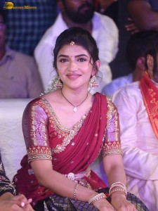 actress Sreeleela lovely looks in a red half saree