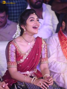 actress Sreeleela lovely looks in a red half saree