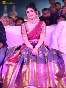 actress Sreeleela lovely looks in a red half saree