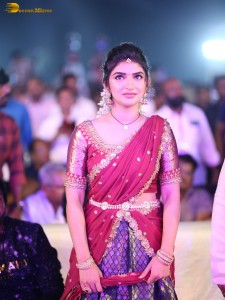 actress Sreeleela lovely looks in a red half saree