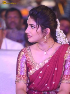 actress Sreeleela lovely looks in a red half saree