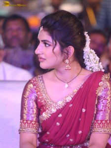 actress Sreeleela lovely looks in a red half saree