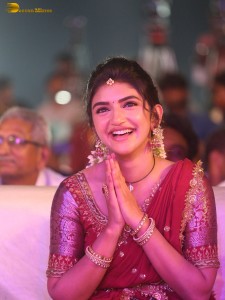 actress Sreeleela lovely looks in a red half saree