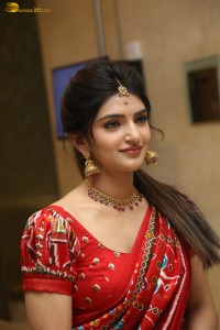 actress Sreeleela cute in a red half saree