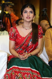 actress Sreeleela cute in a red half saree