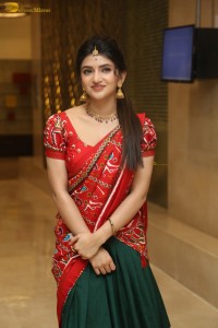 actress Sreeleela cute in a red half saree