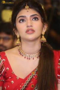 actress Sreeleela cute in a red half saree